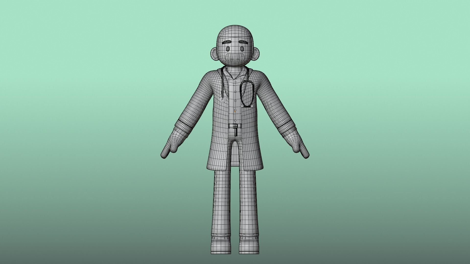 Minimal Doctor Cartoon Character Low-poly 3D model_20