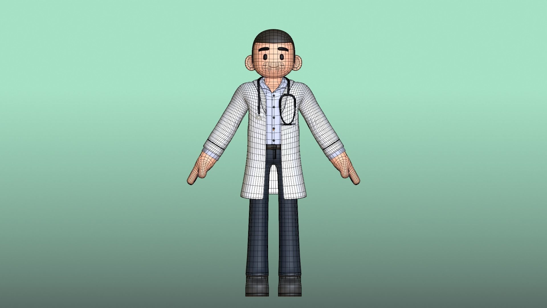 Minimal Doctor Cartoon Character Low-poly 3D model_24