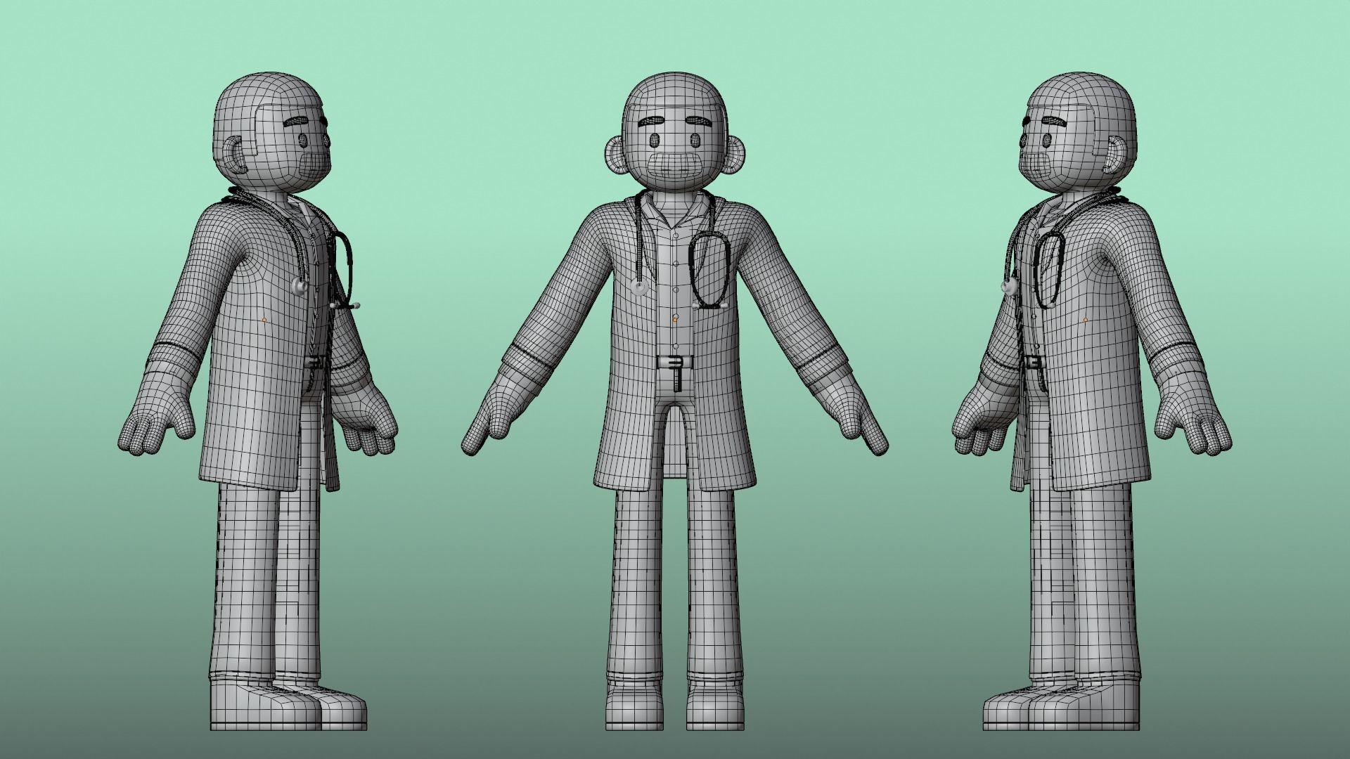 Minimal Doctor Cartoon Character Low-poly 3D model_6