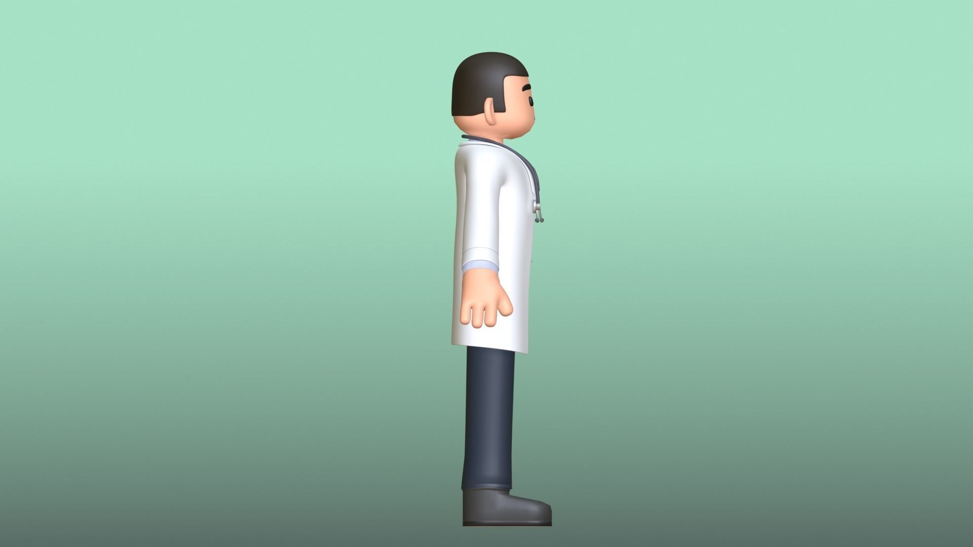Minimal Doctor Cartoon Character Low-poly 3D model_13