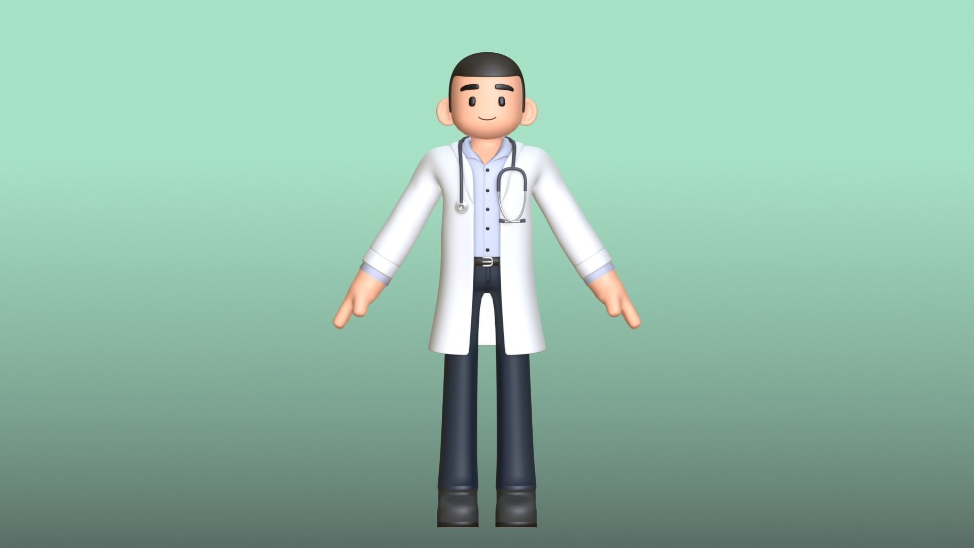 Minimal Doctor Cartoon Character Low-poly 3D model_12