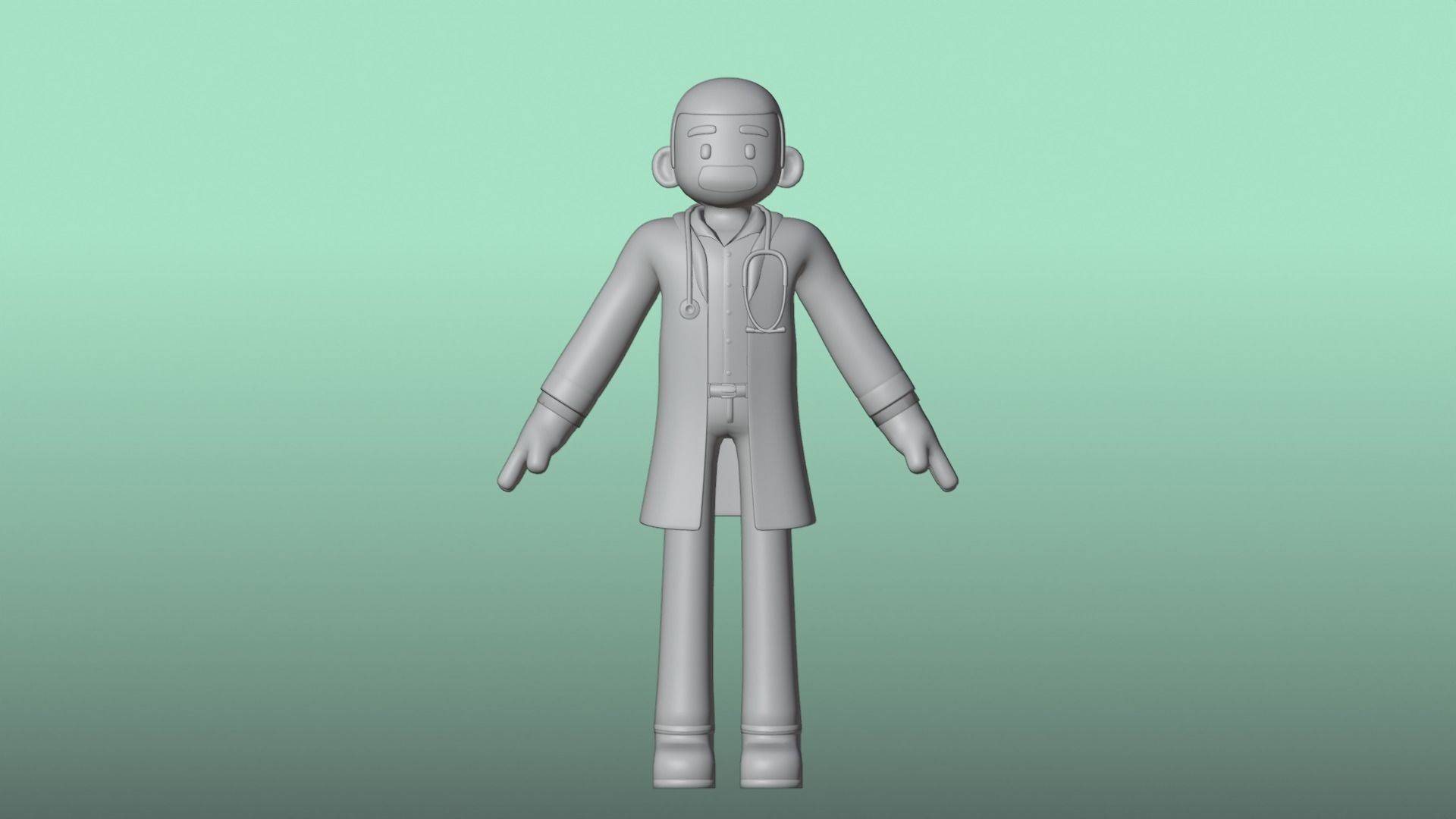 Minimal Doctor Cartoon Character Low-poly 3D model_16