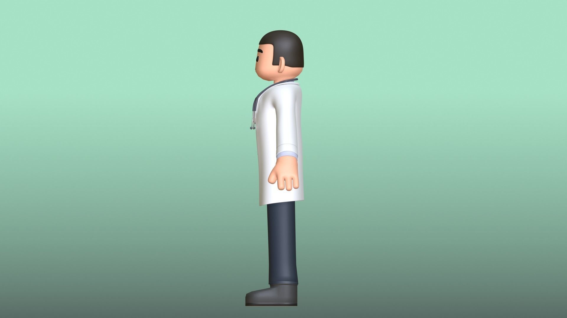 Minimal Doctor Cartoon Character Low-poly 3D model_15