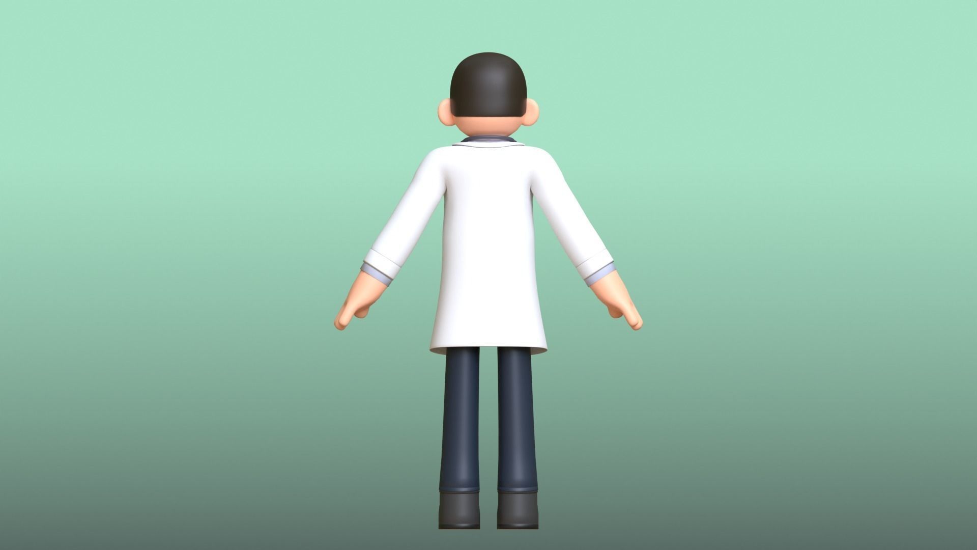 Minimal Doctor Cartoon Character Low-poly 3D model_10