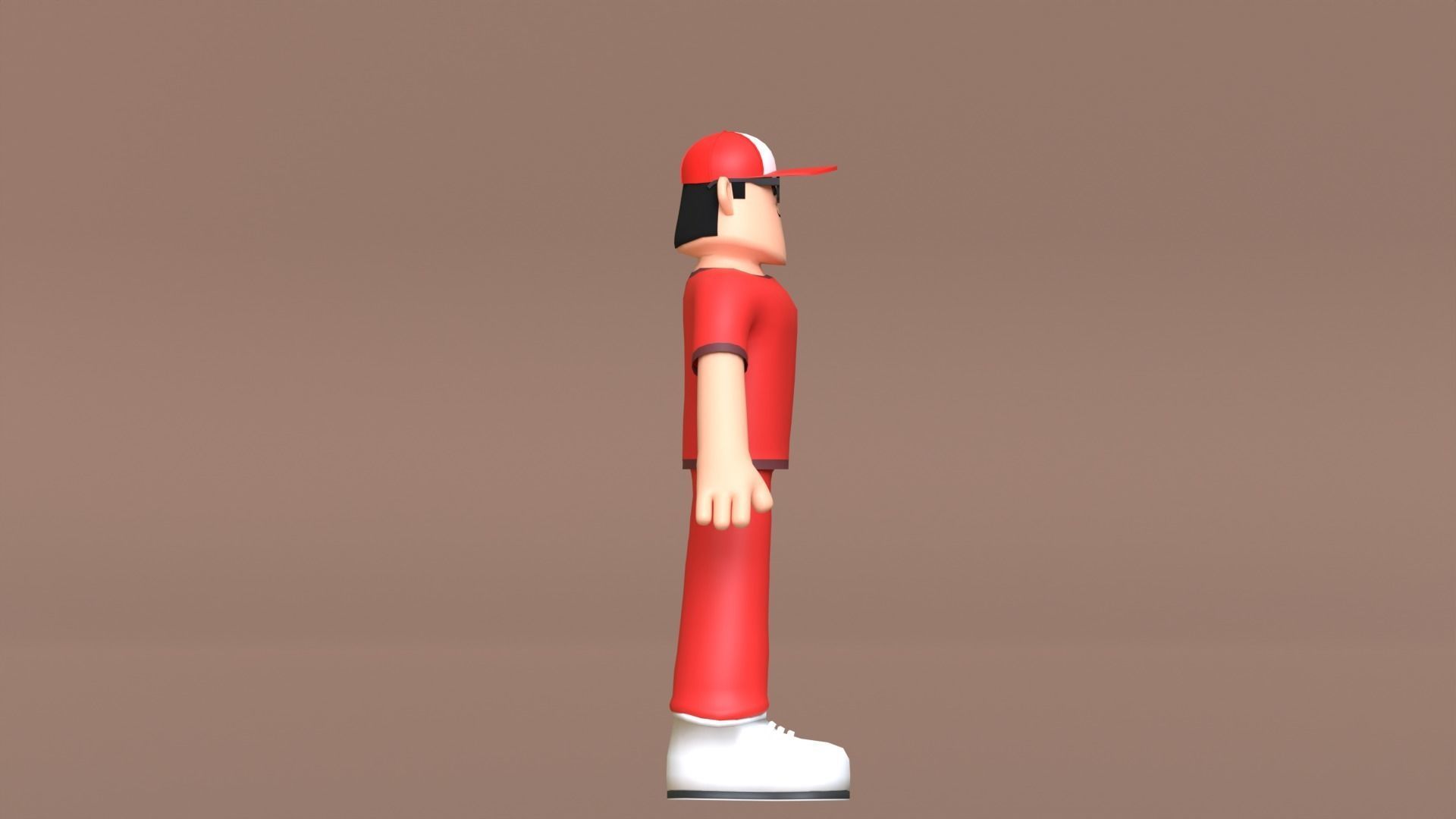 Minimal Delivery Man Cartoon Character Low-poly 3D model_9