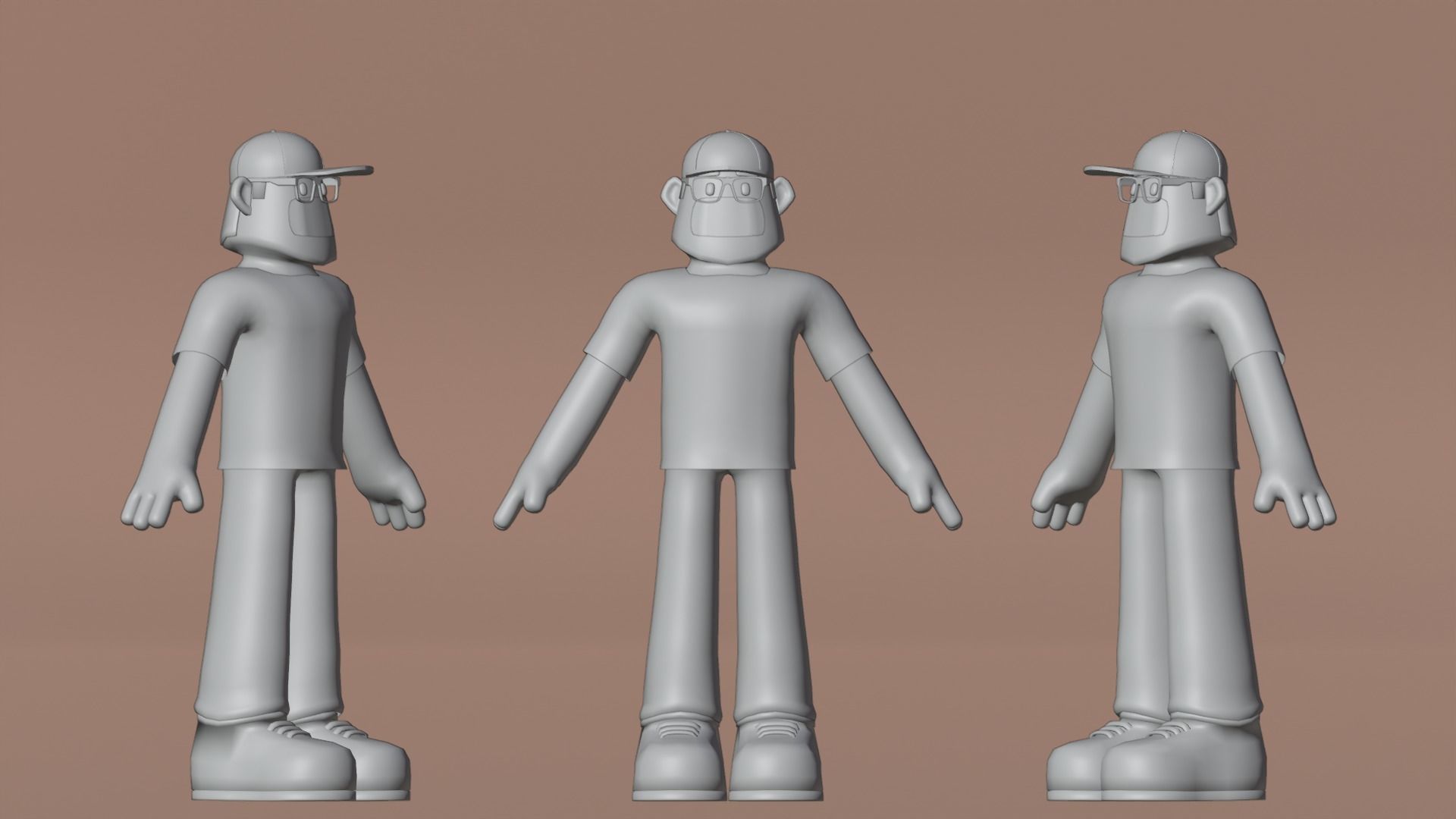 Minimal Delivery Man Cartoon Character Low-poly 3D model_5