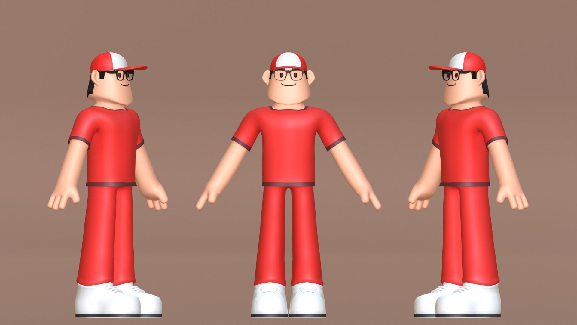 Minimal Delivery Man Cartoon Character Low-poly 3D model_4