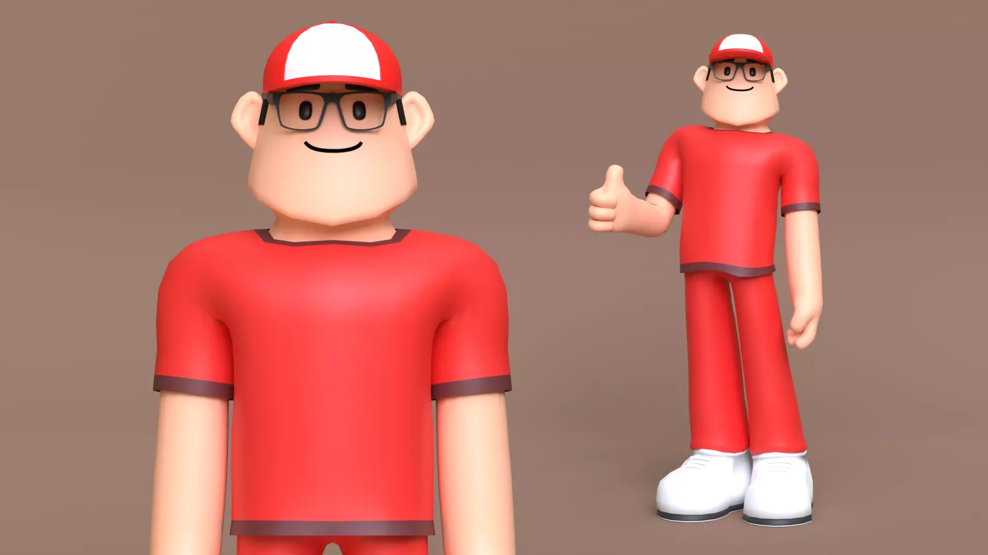 Minimal Delivery Man Cartoon Character Low-poly 3D model_0