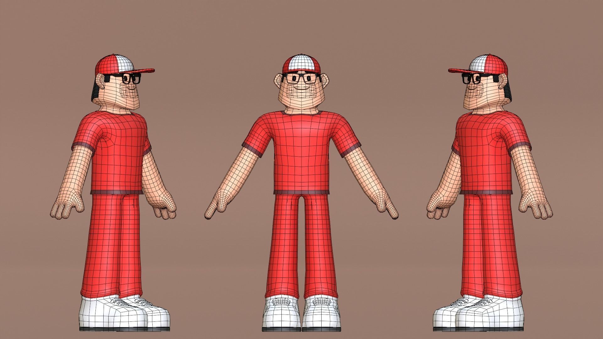 Minimal Delivery Man Cartoon Character Low-poly 3D model_7