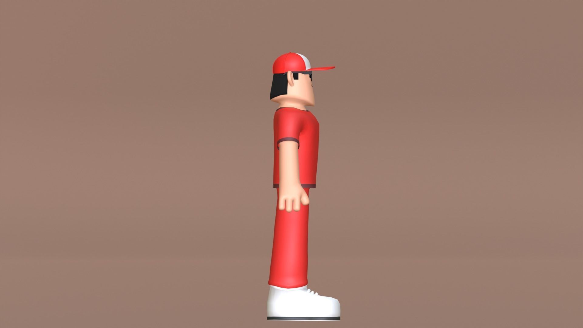 Minimal Delivery Man Cartoon Character Low-poly 3D model_13