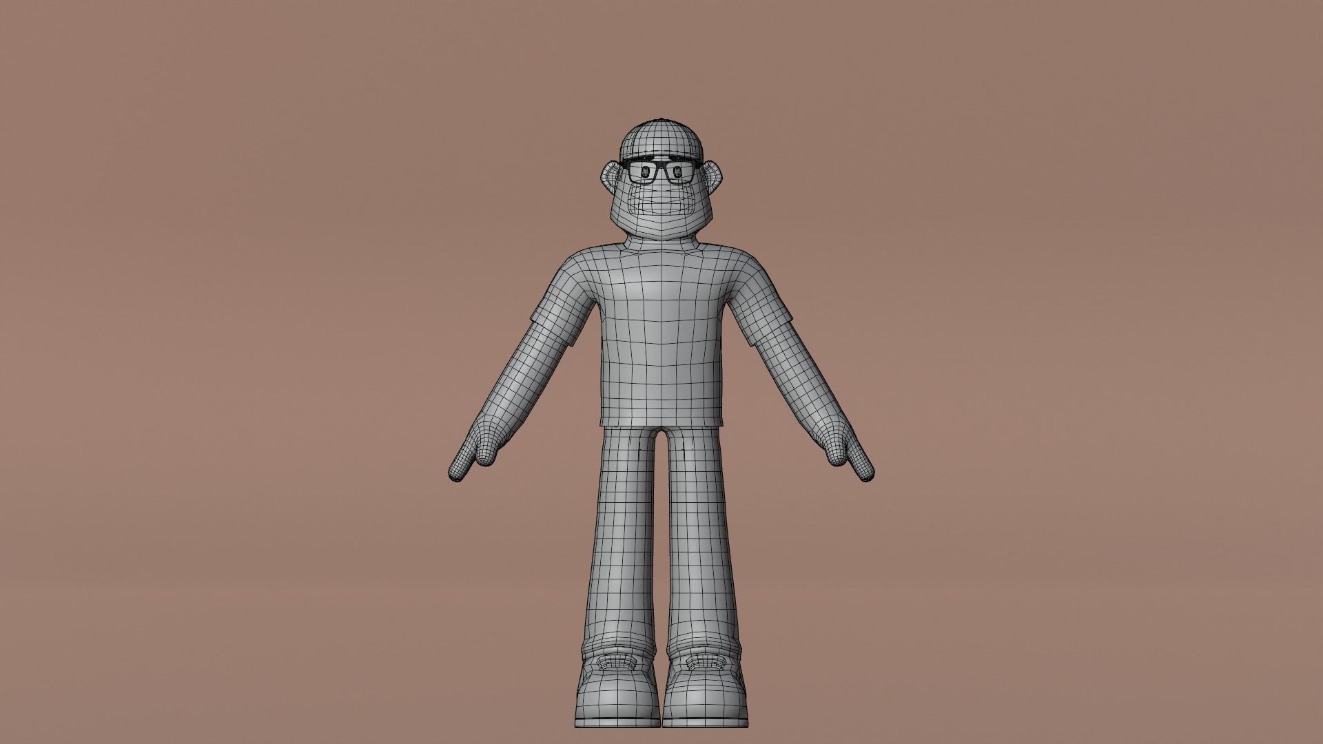 Minimal Delivery Man Cartoon Character Low-poly 3D model_20