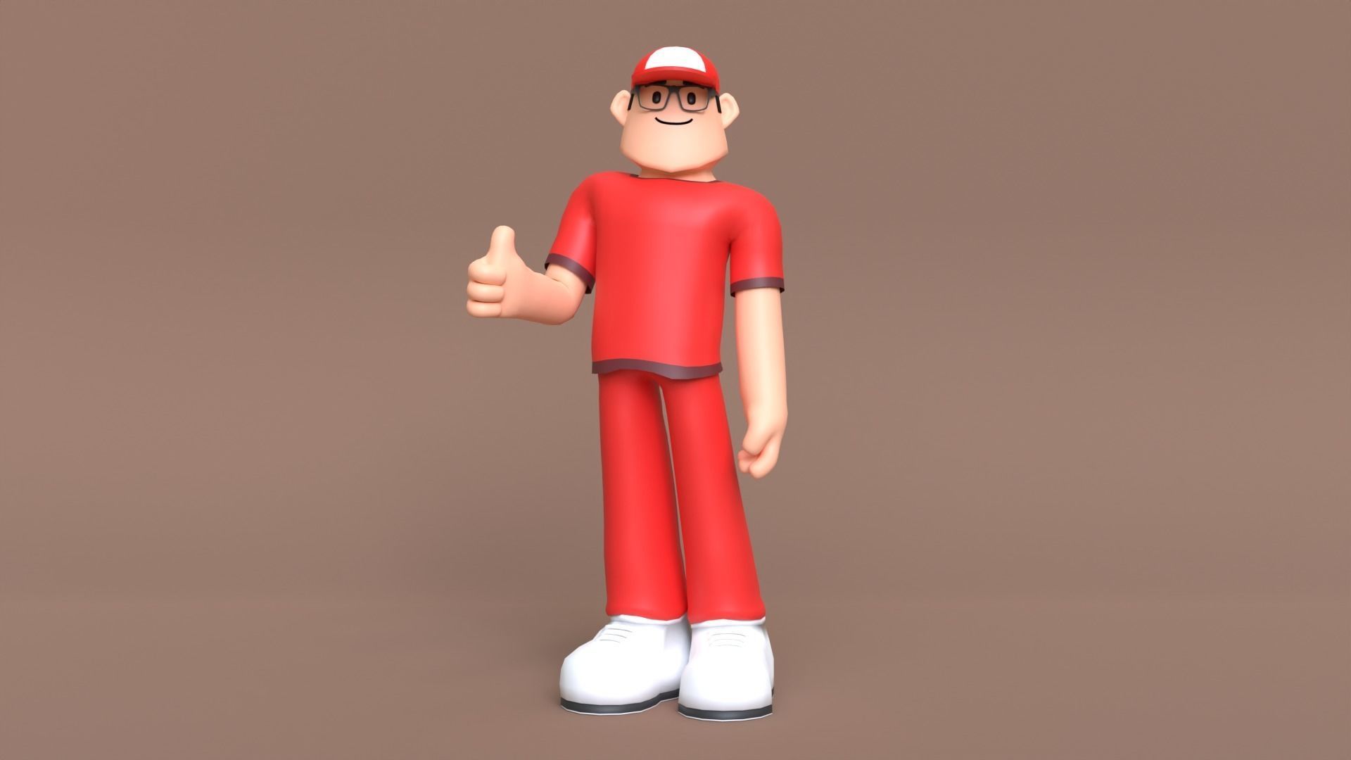 Minimal Delivery Man Cartoon Character Low-poly 3D model_2