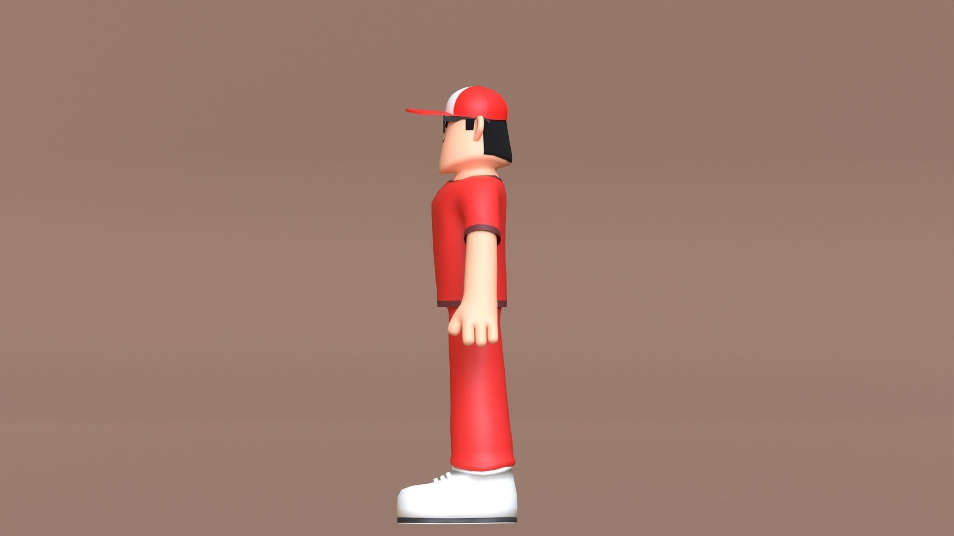 Minimal Delivery Man Cartoon Character Low-poly 3D model_11