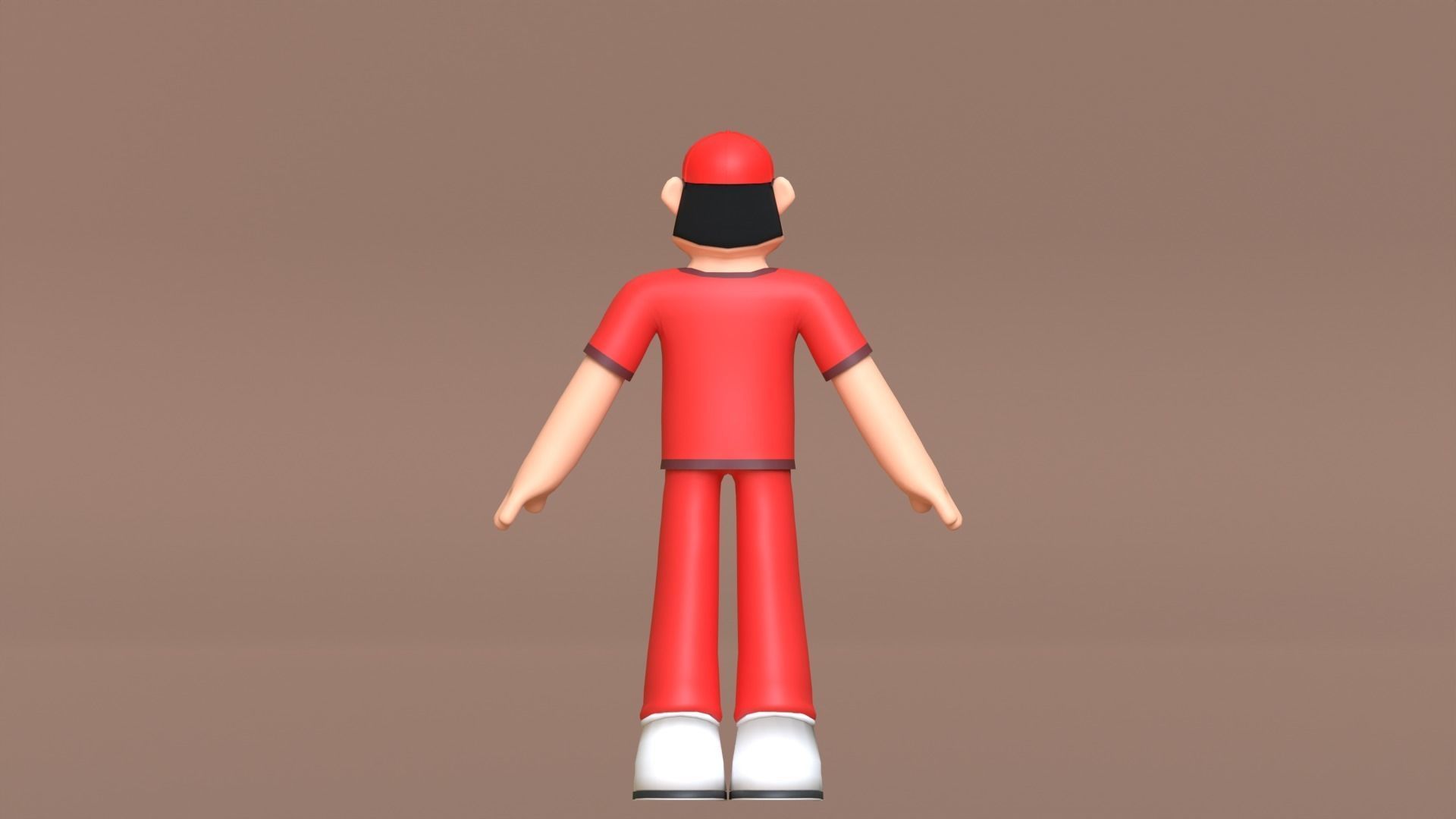 Minimal Delivery Man Cartoon Character Low-poly 3D model_10