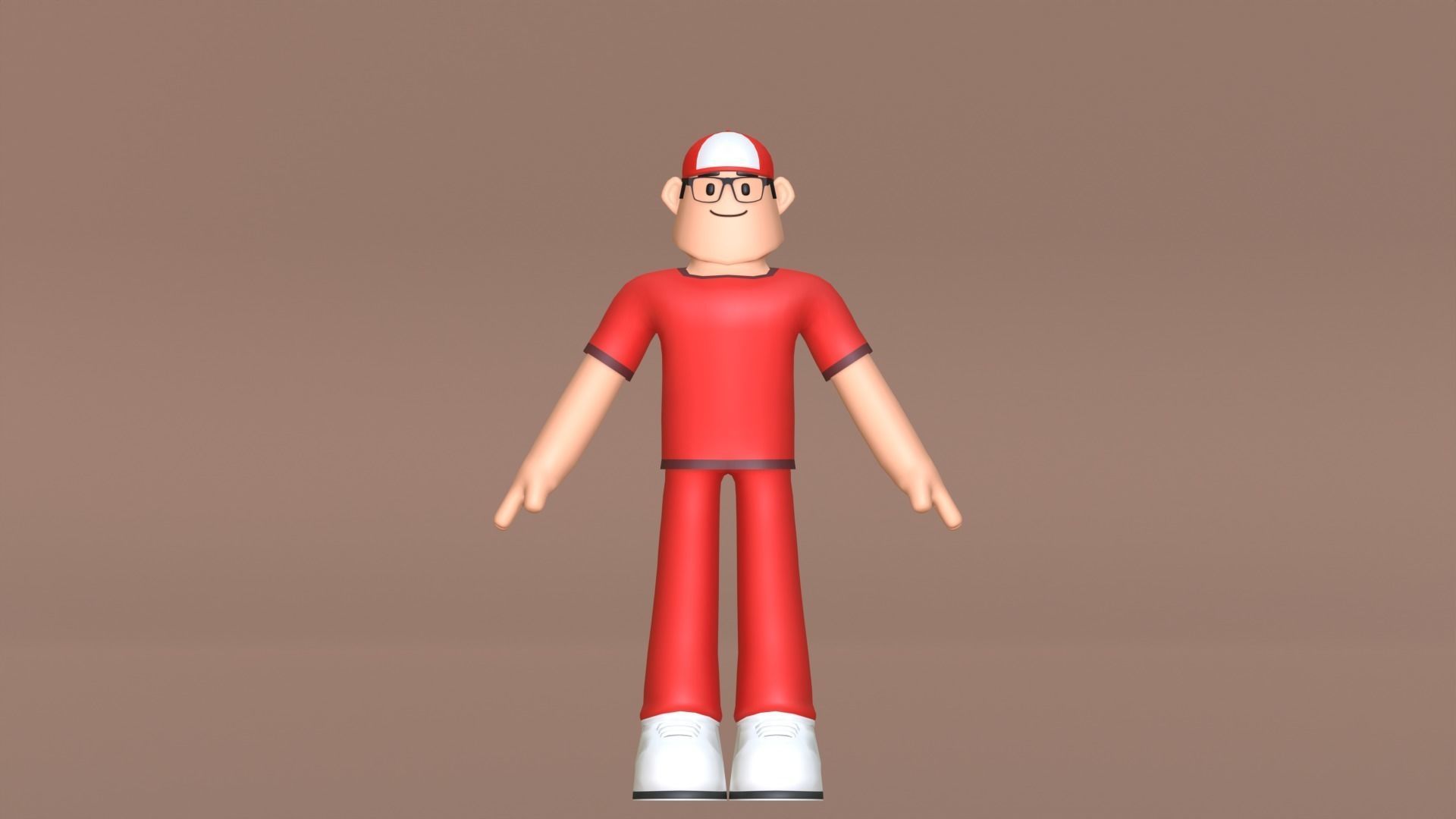 Minimal Delivery Man Cartoon Character Low-poly 3D model_12
