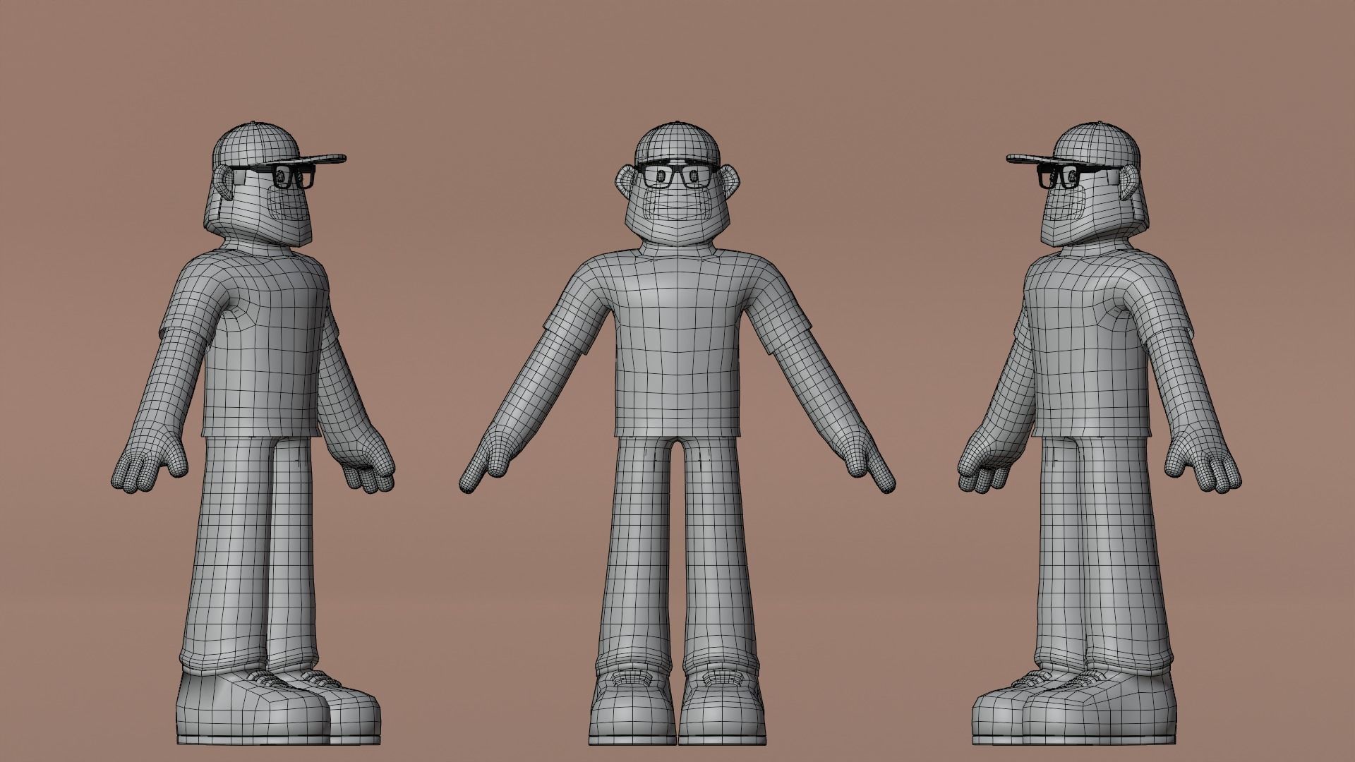 Minimal Delivery Man Cartoon Character Low-poly 3D model_6