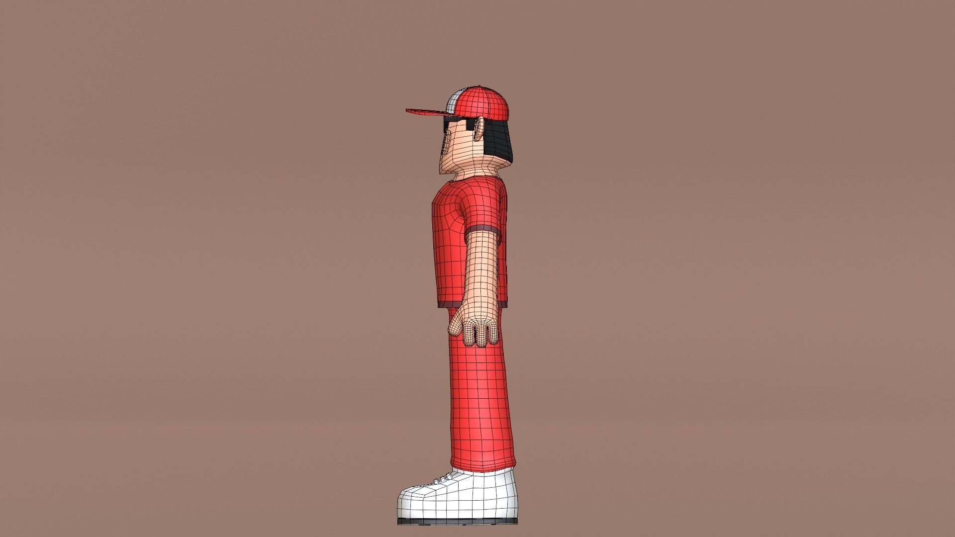 Minimal Delivery Man Cartoon Character Low-poly 3D model_27