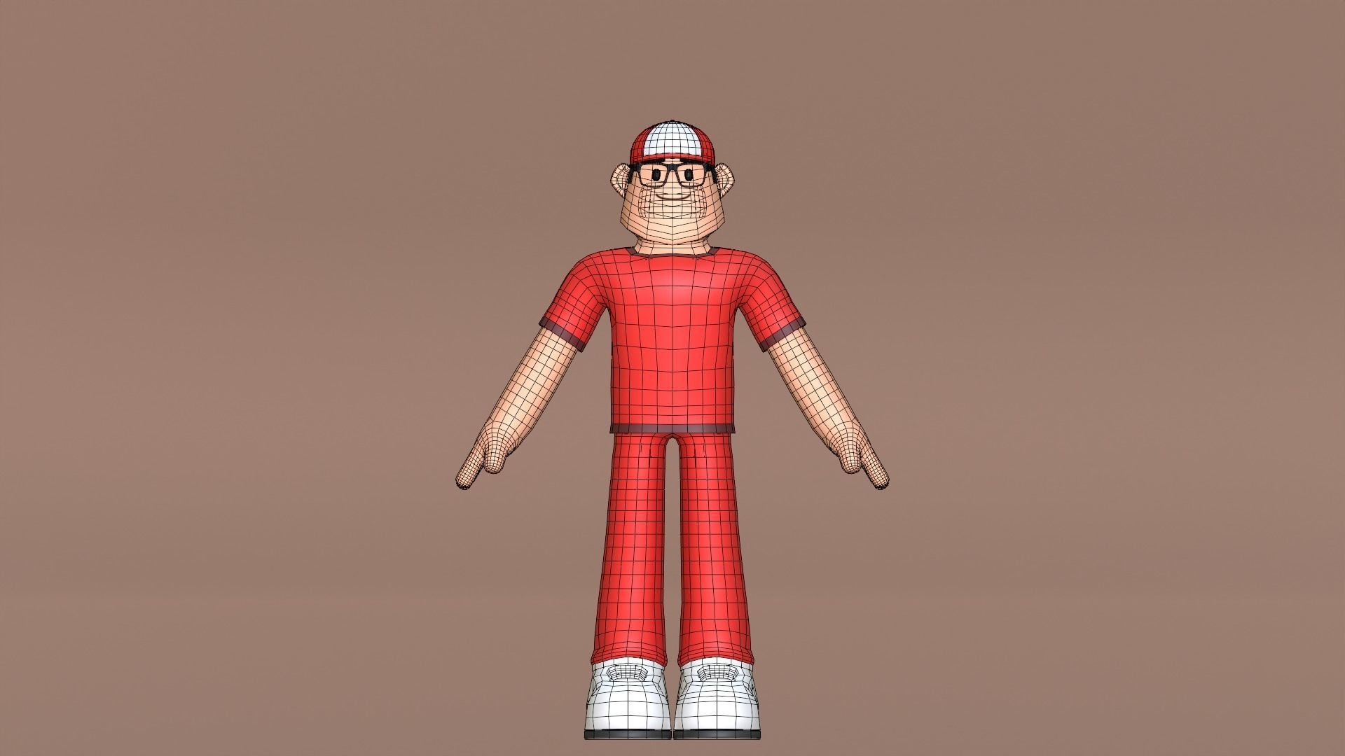 Minimal Delivery Man Cartoon Character Low-poly 3D model_24