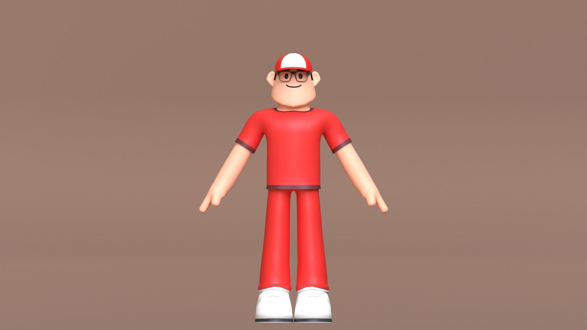 Minimal Delivery Man Cartoon Character Low-poly 3D model_8