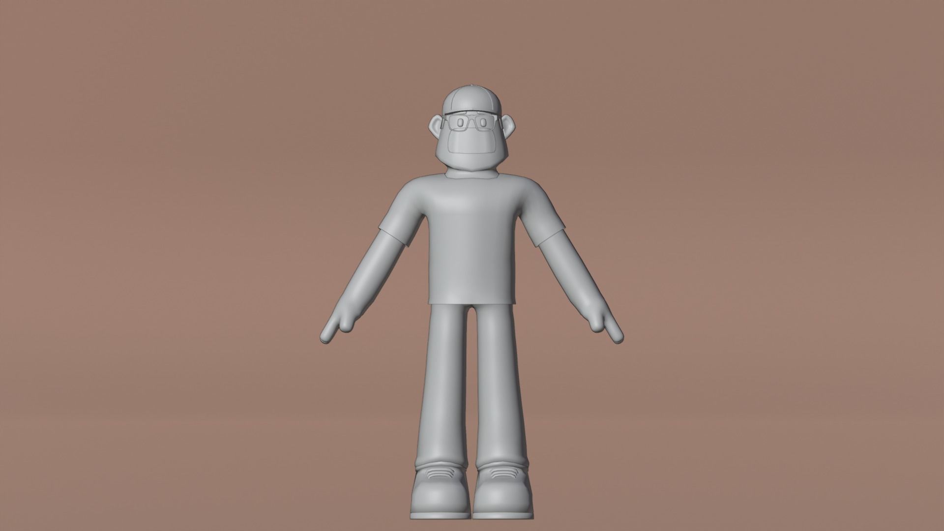 Minimal Delivery Man Cartoon Character Low-poly 3D model_16