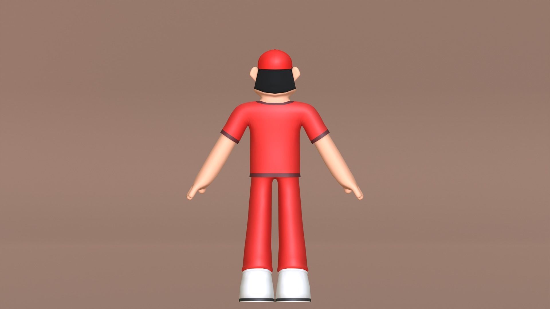 Minimal Delivery Man Cartoon Character Low-poly 3D model_14