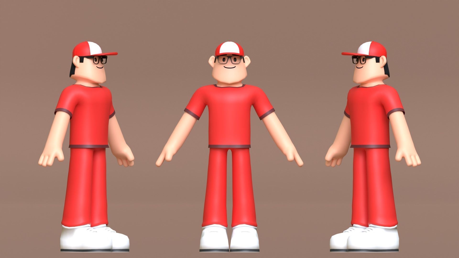 Minimal Delivery Man Cartoon Character Low-poly 3D model_3