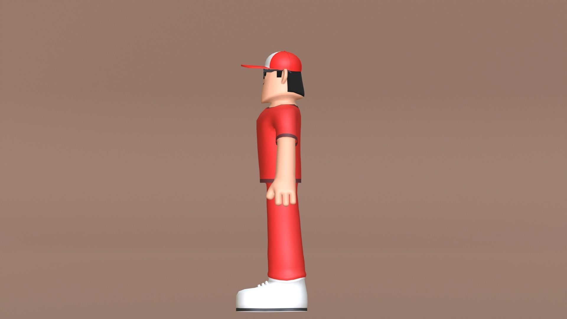 Minimal Delivery Man Cartoon Character Low-poly 3D model_15