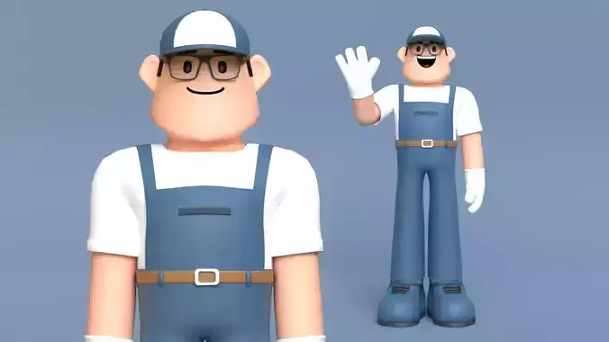 Minimal Mechanic Cartoon Character