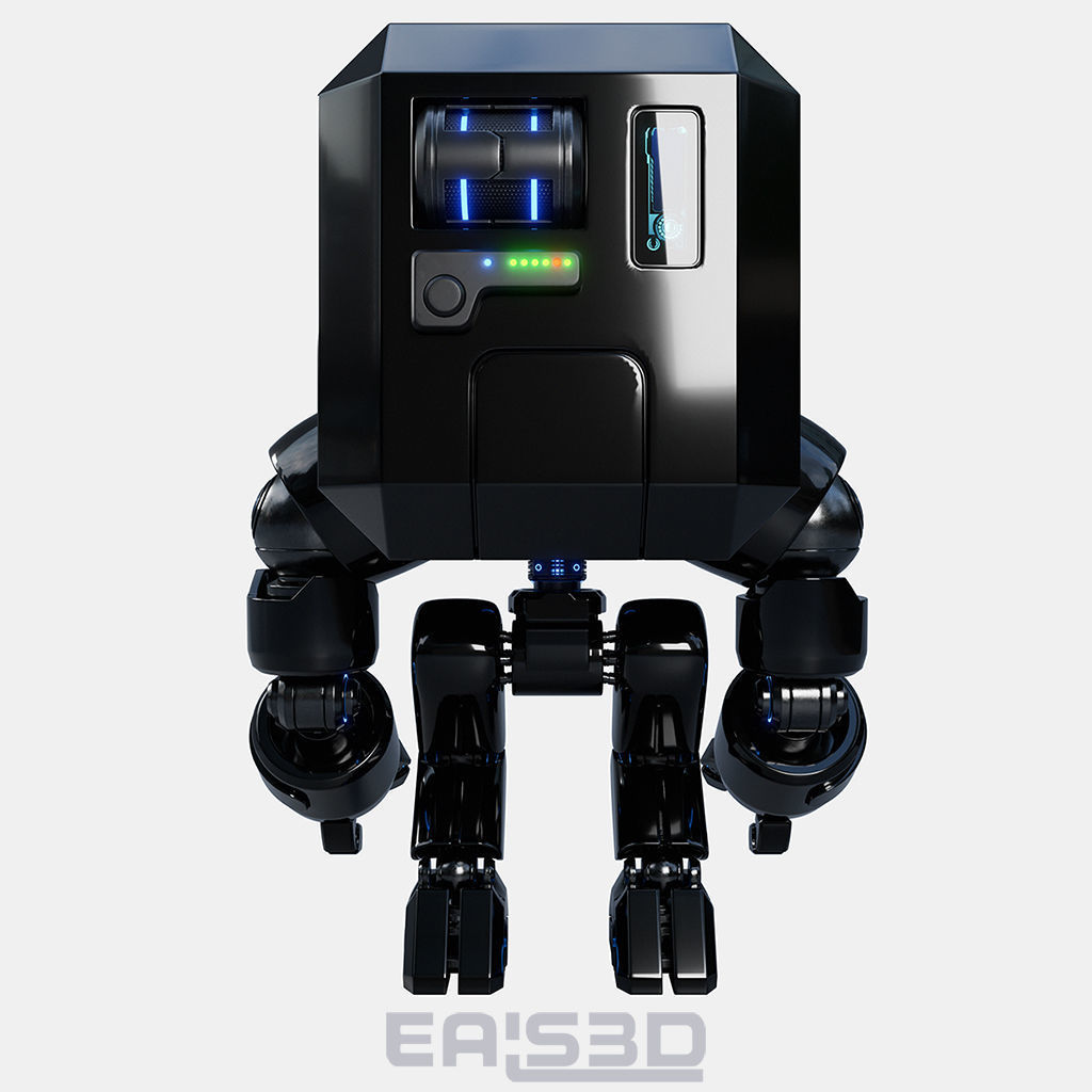 Cute Space Robot Rigged G-26 White 3D model_22