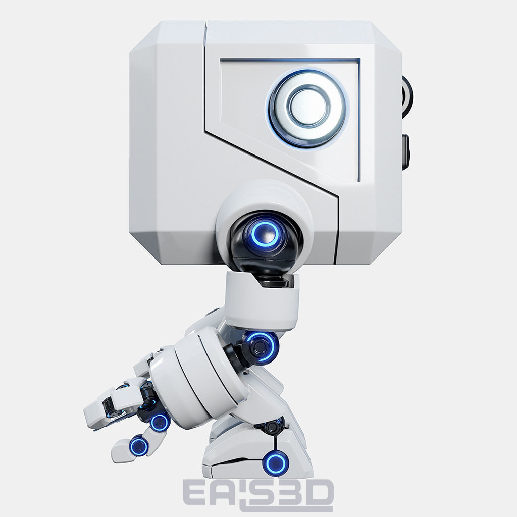 Cute Space Robot Rigged G-26 White 3D model_15