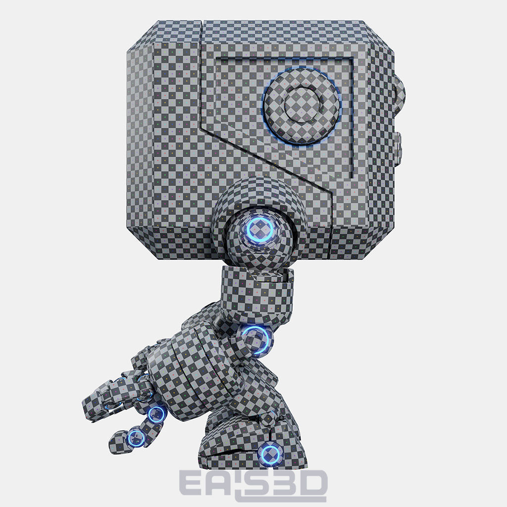 Cute Space Robot Rigged G-26 White 3D model_10