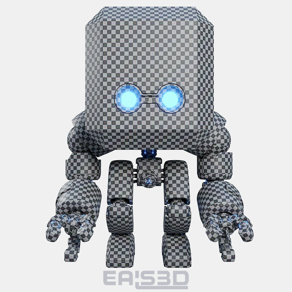 Cute Space Robot Rigged G-26 White 3D model_9