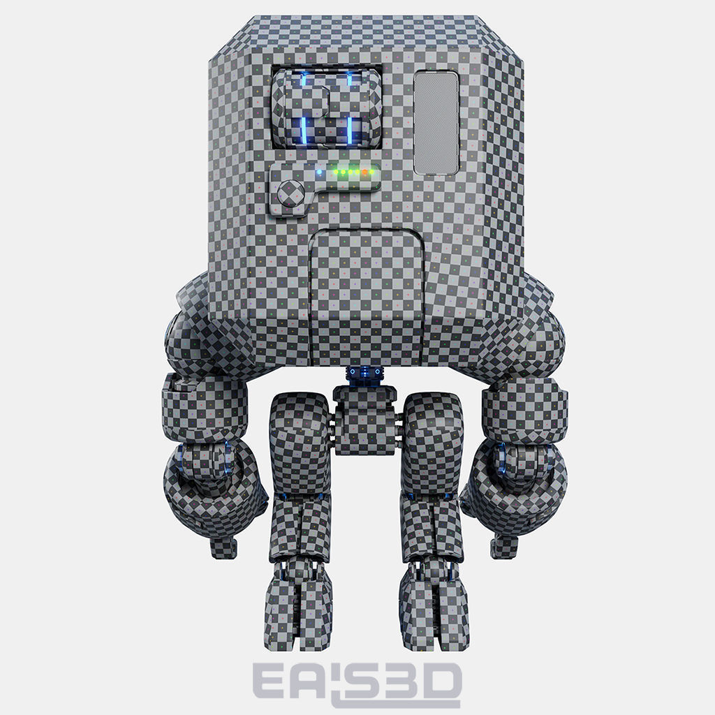 Cute Space Robot Rigged G-26 White 3D model_11