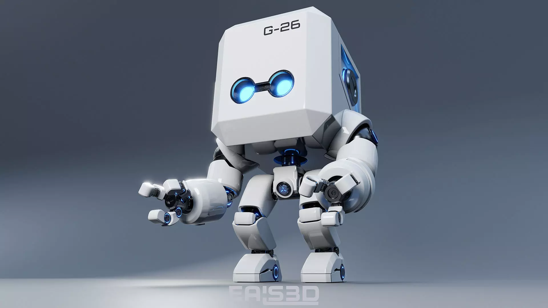 Cute Space Robot Rigged G-26 White 3D model_0