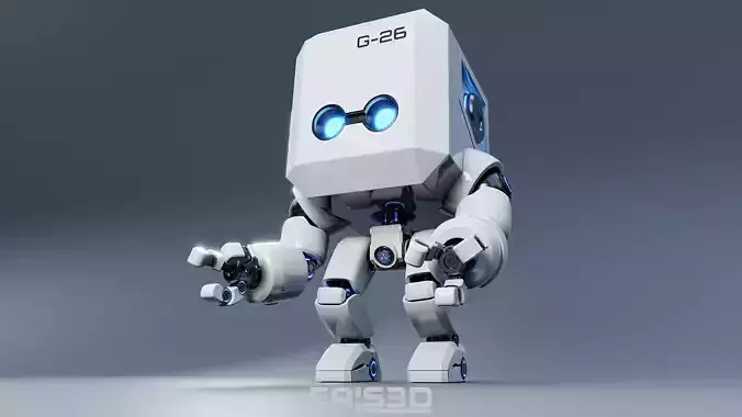 Cute Space Robot Rigged G-26 White 3D model