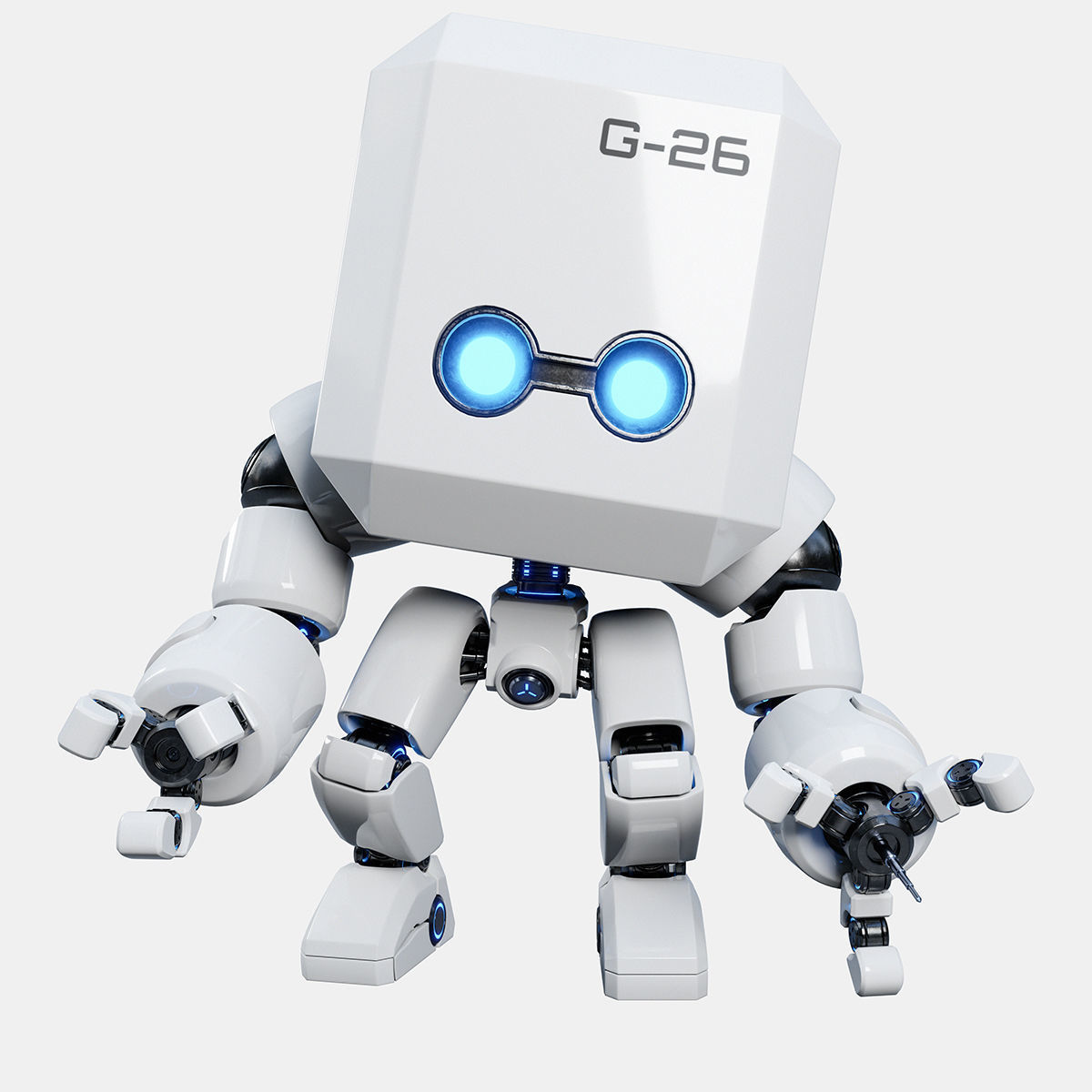 Cute Space Robot Rigged G-26 White 3D model_2