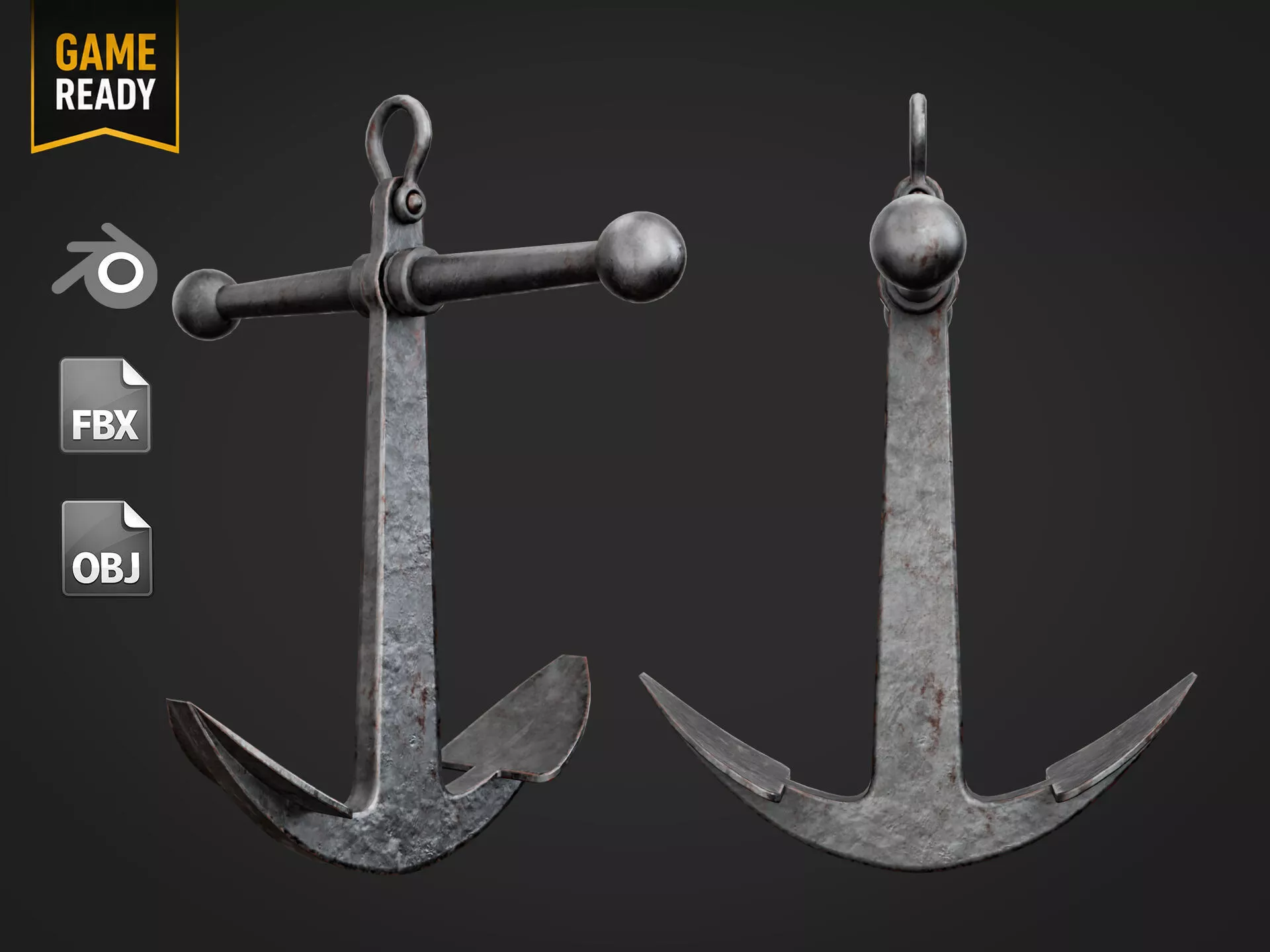 Ship Anchor 3D Model Low-poly 3D model