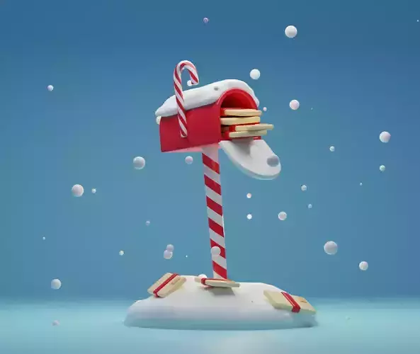 Christmas Mailbox Low-poly 3D model
