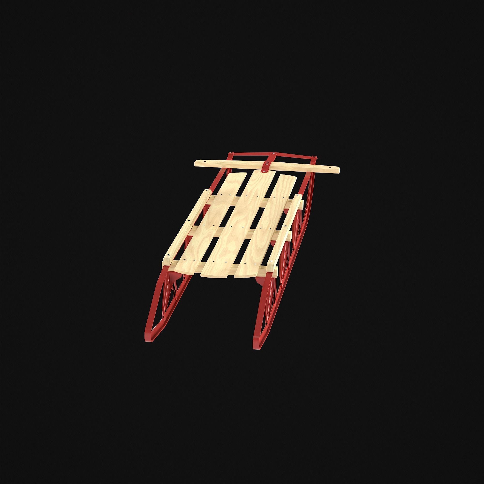 Wooden snow sled 3D model_30