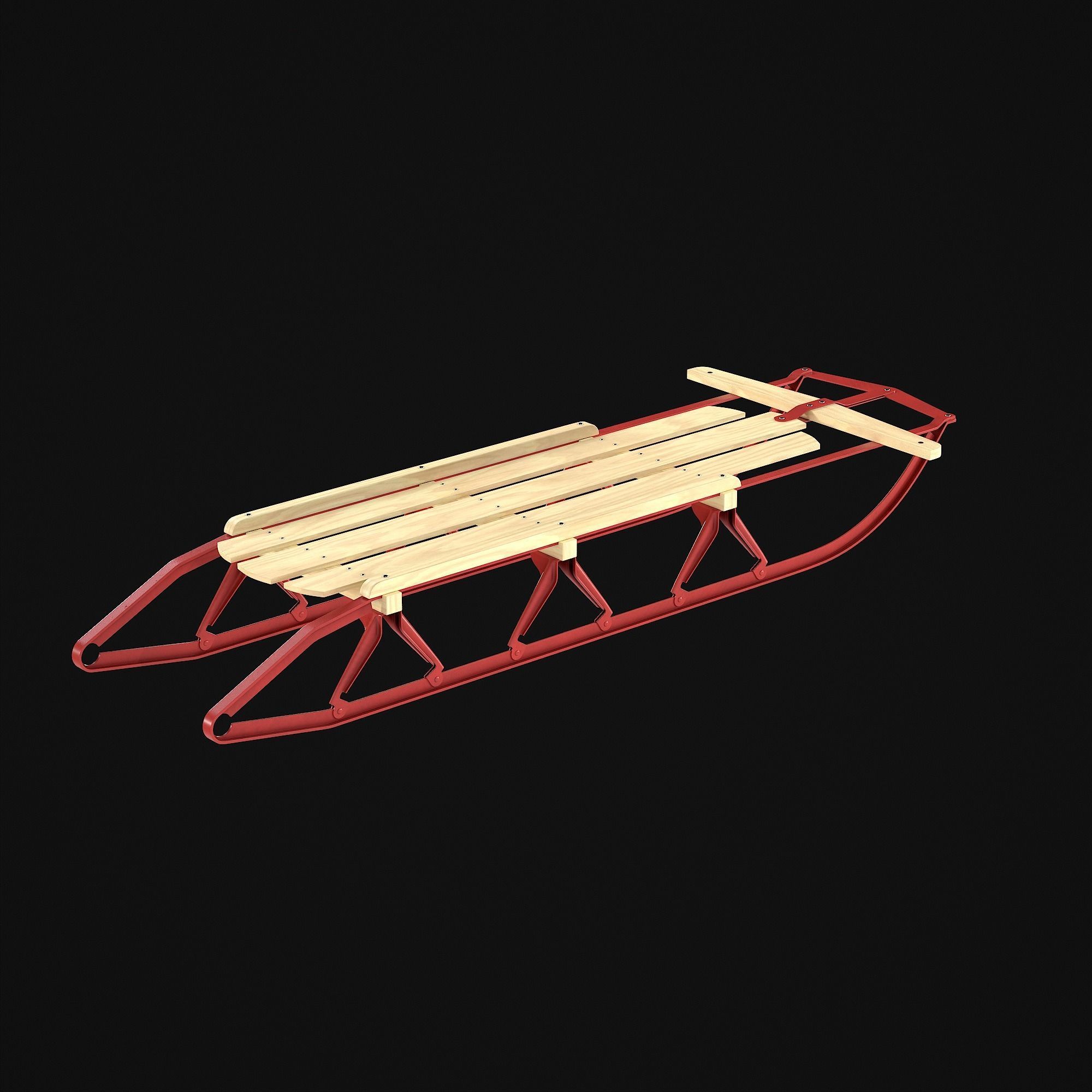 Wooden snow sled 3D model_26