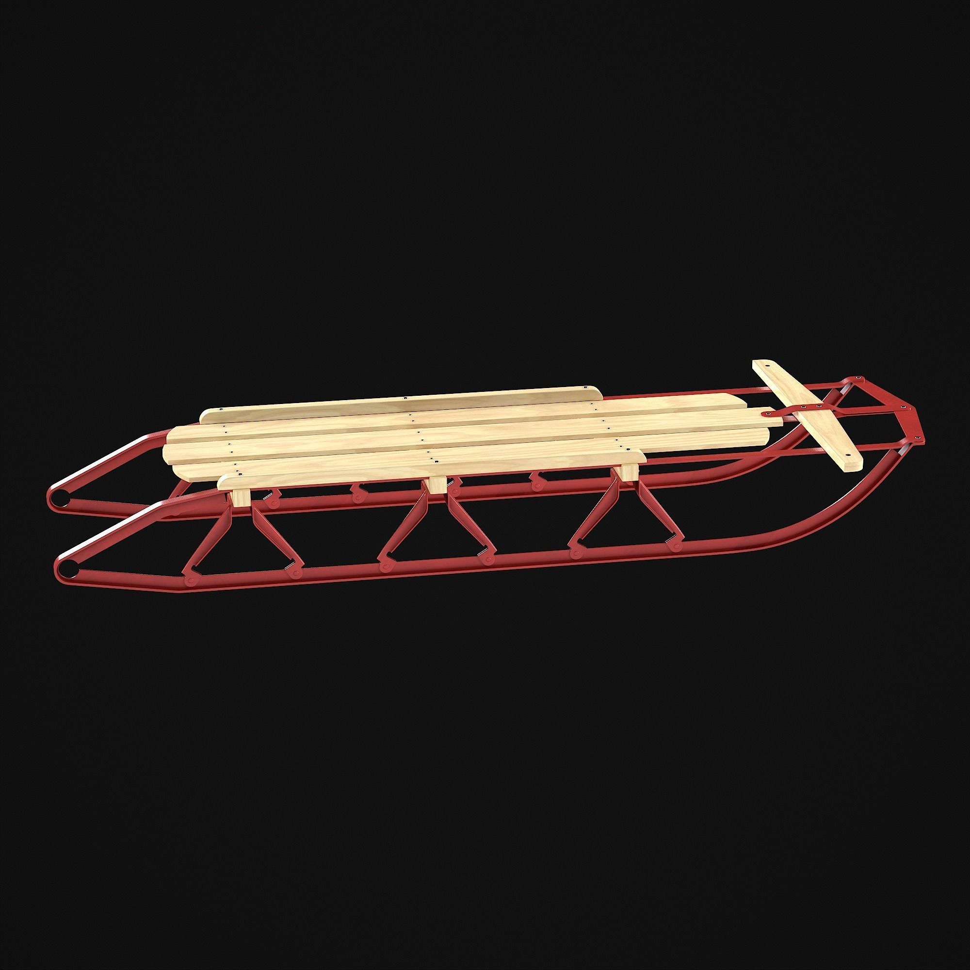 Wooden snow sled 3D model_23