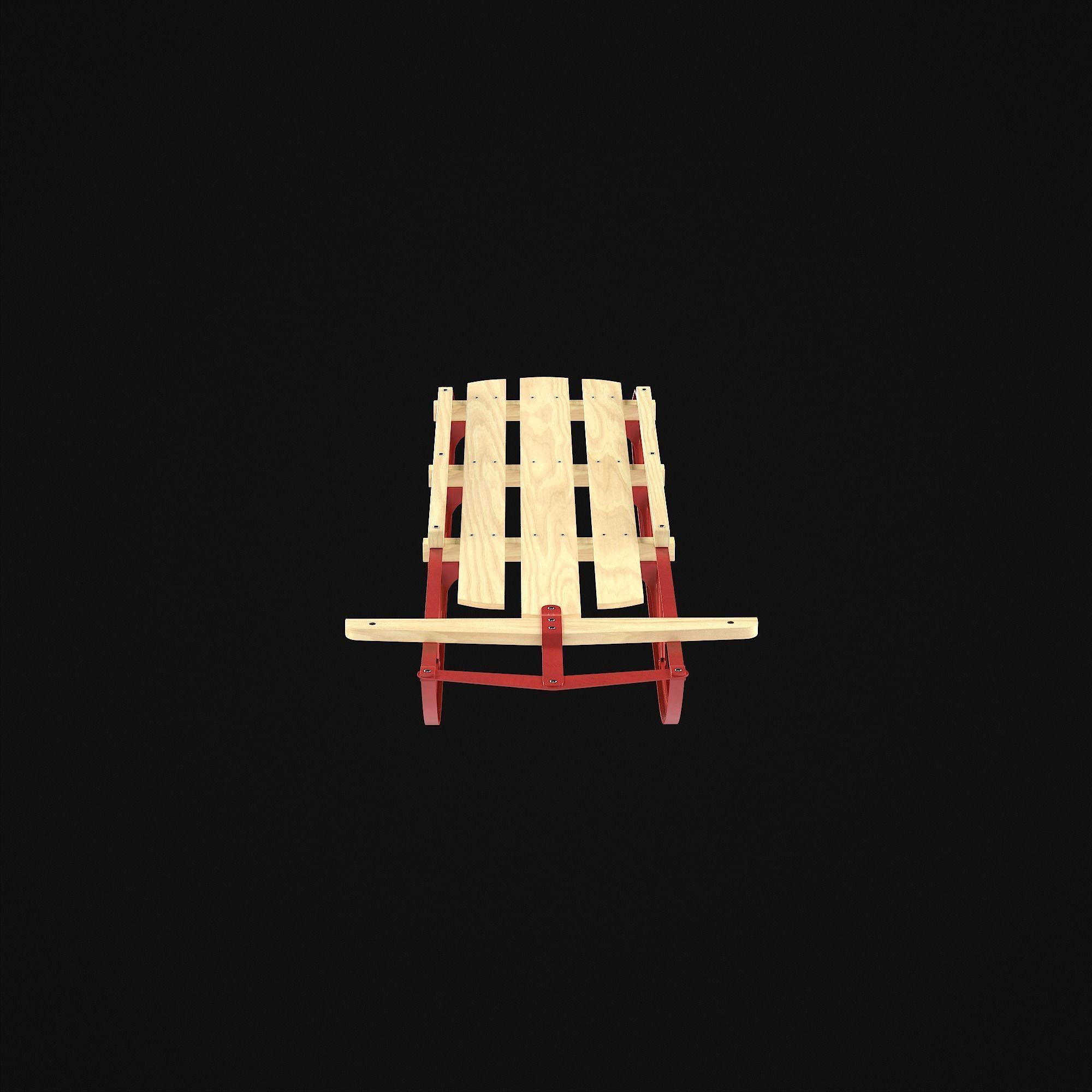 Wooden snow sled 3D model_13
