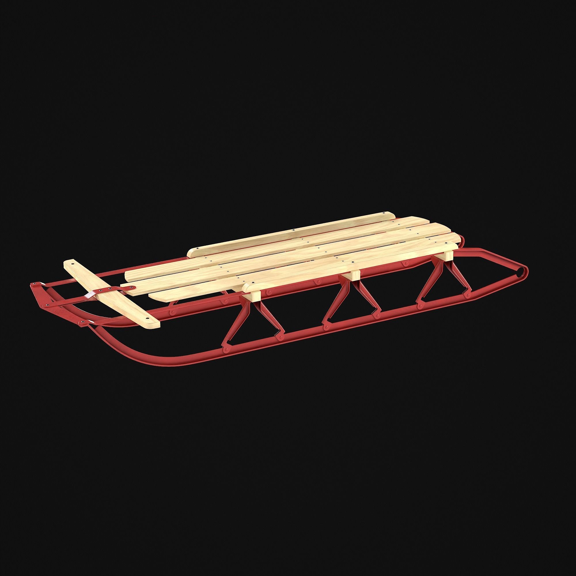 Wooden snow sled 3D model_43