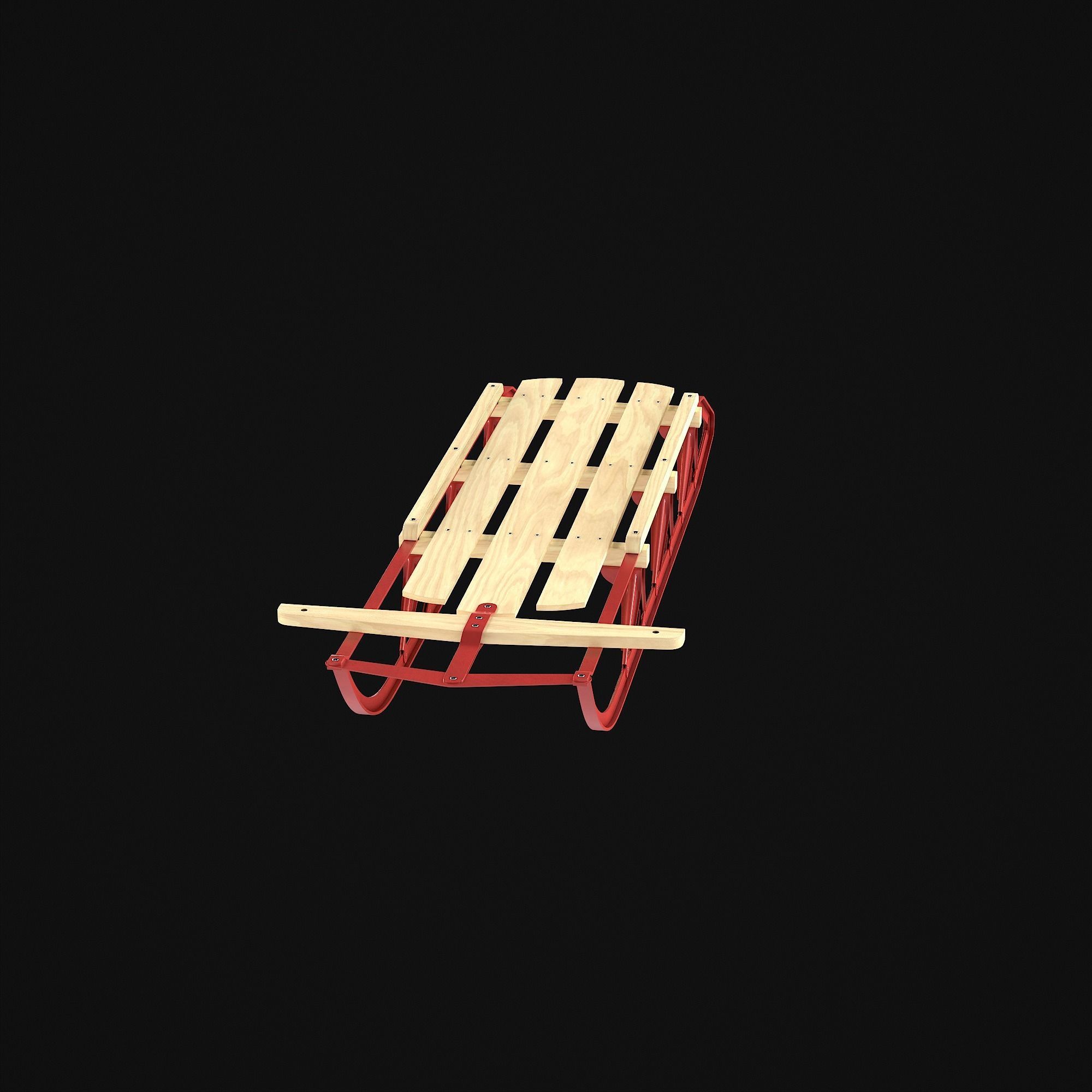 Wooden snow sled 3D model_48