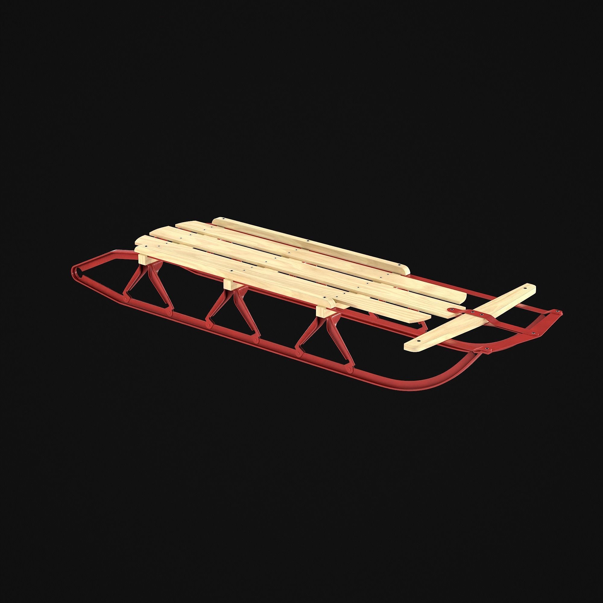 Wooden snow sled 3D model_18