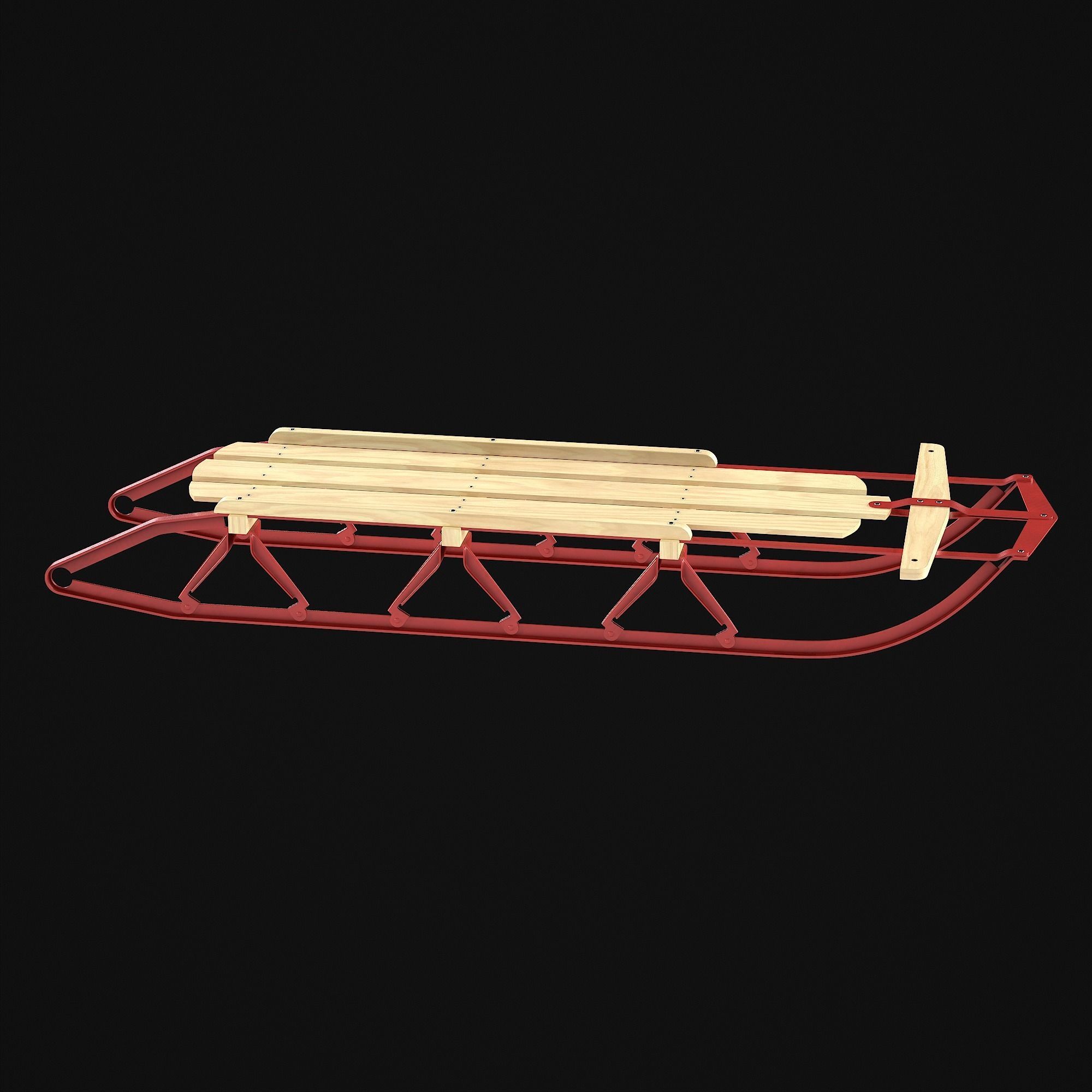 Wooden snow sled 3D model_21