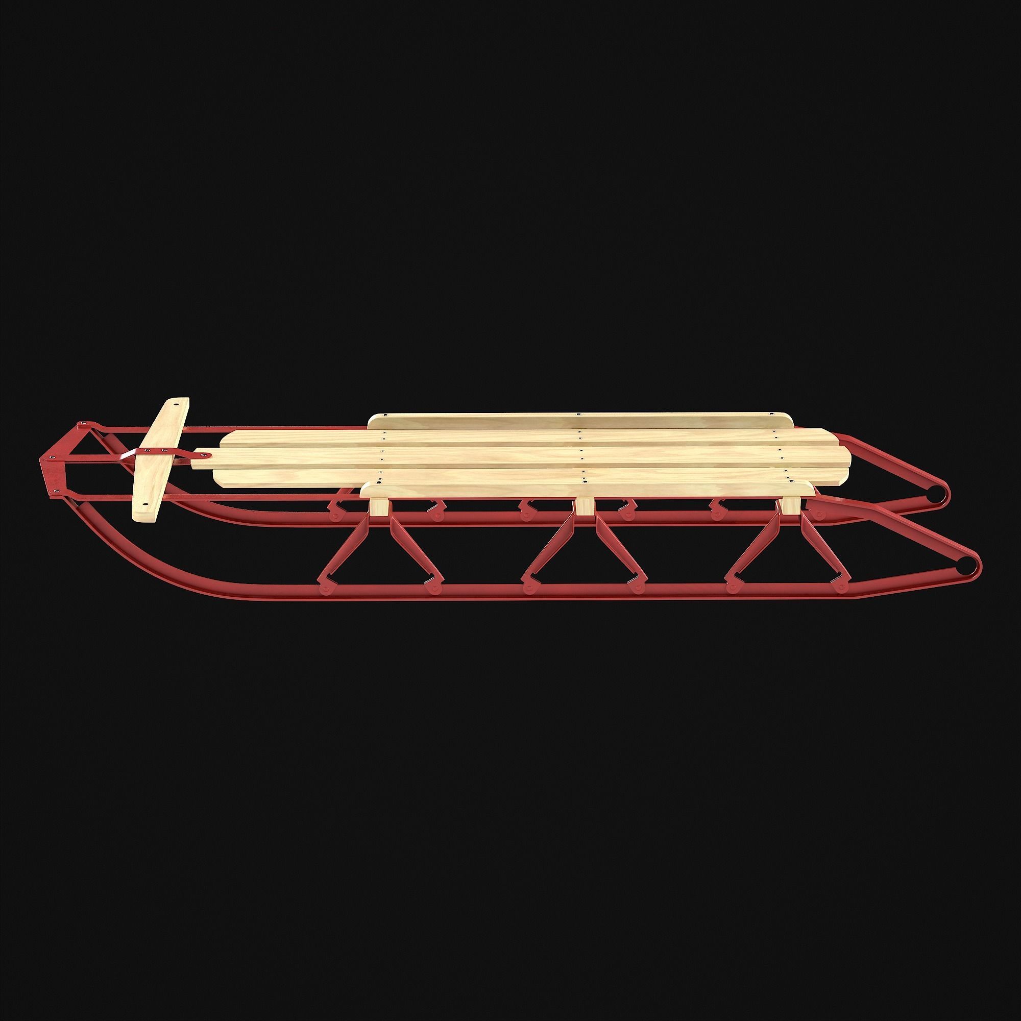 Wooden snow sled 3D model_40