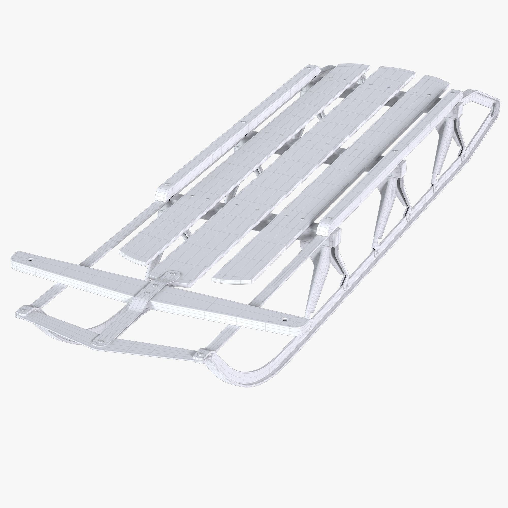 Wooden snow sled 3D model_7