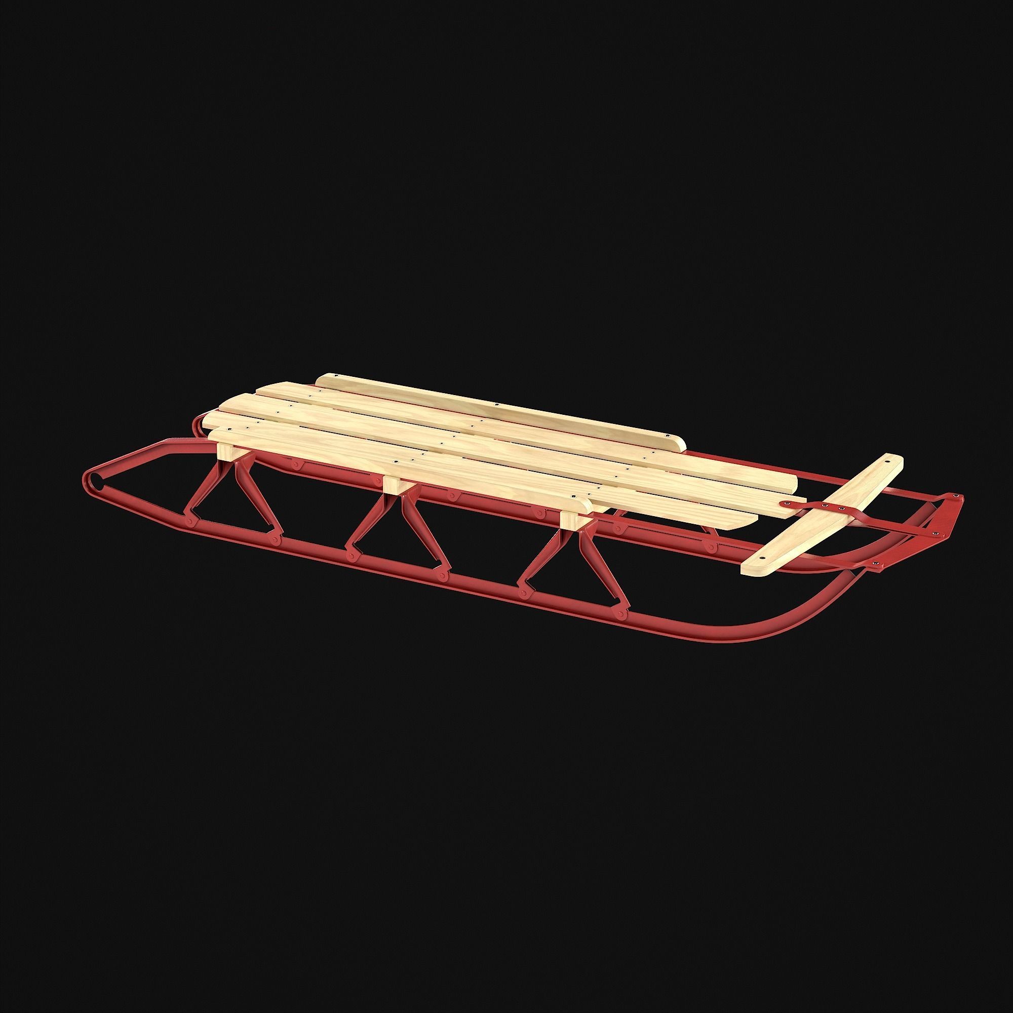 Wooden snow sled 3D model_19