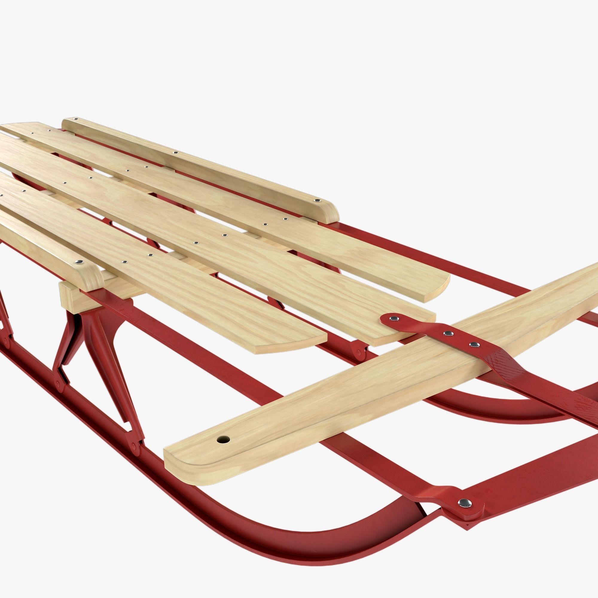 Wooden snow sled 3D model_4